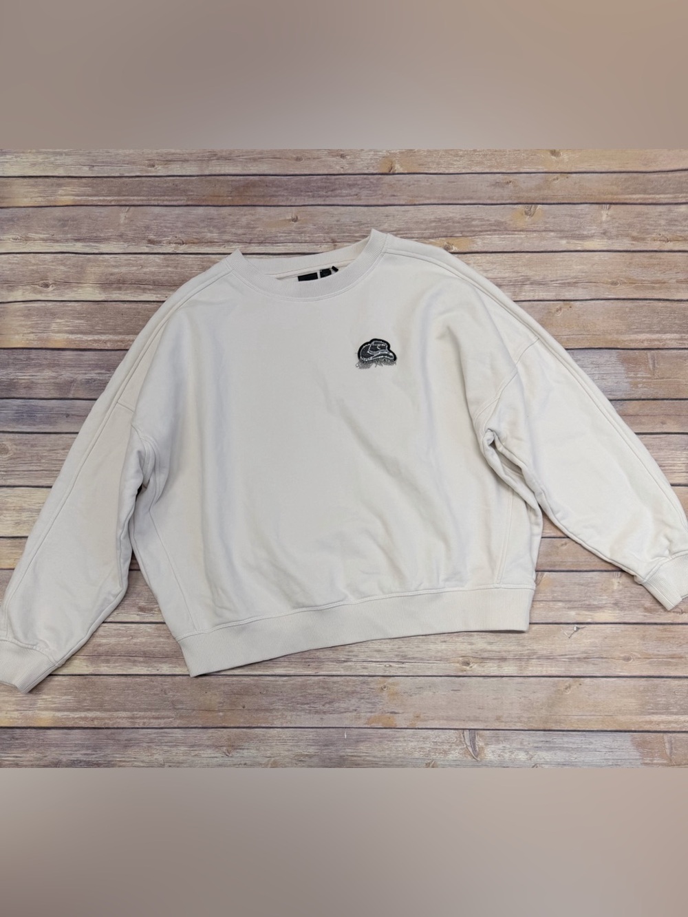 Hugo Boss Women's Cowboy Hat Graphic Sweatshirt Cream Size L